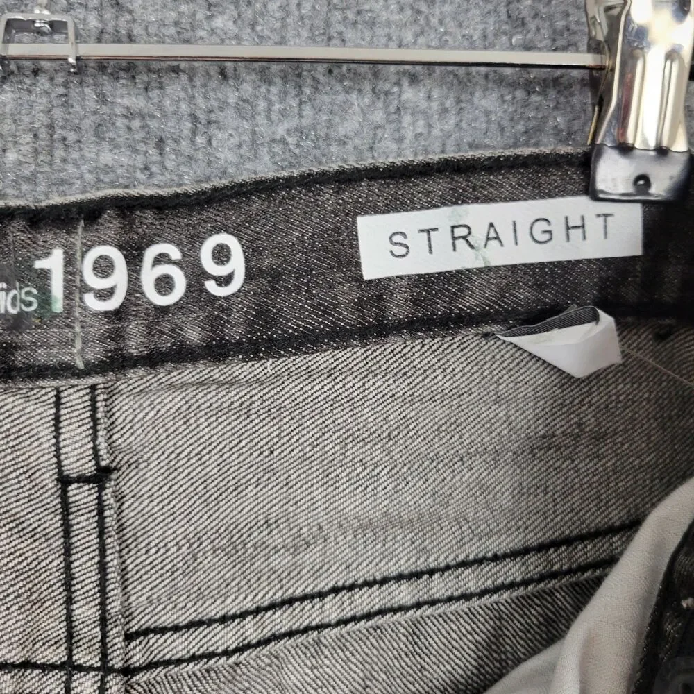 NWT GAP KIDS Gray Straight Leg Jeans Adjustable Cotton Grunge Skater SIZE 12